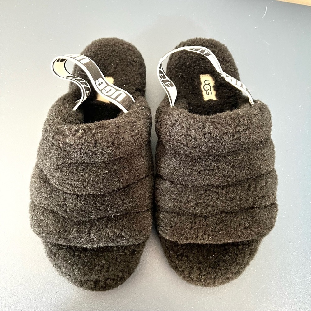 Ugg Fluff Yeah Fuzz Black Slide Open Toe Soft Sho… - image 7